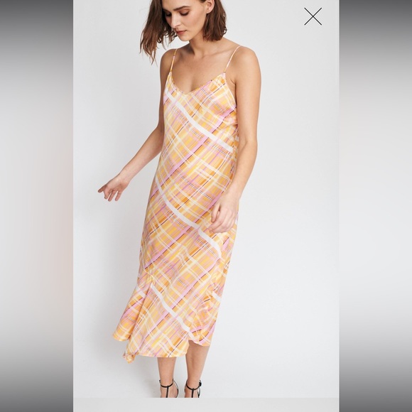 Women’s Inwear Copenhagen 1969 Slip on Yellow Check Sleeveless Dress size US 8 - Picture 1 of 13
